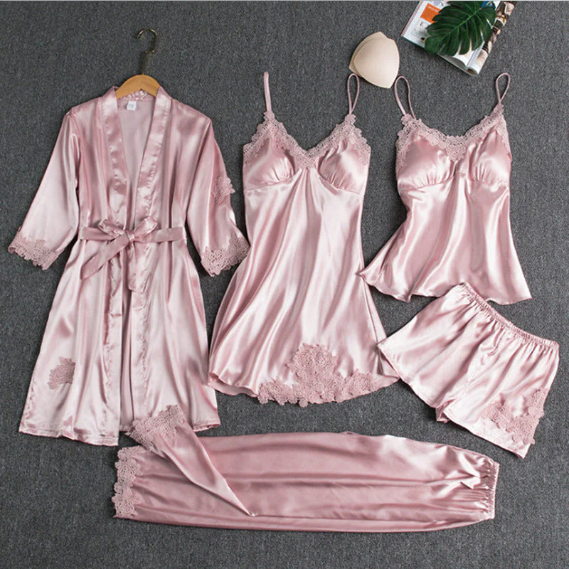 Bellagio™ · Conjunto de satén de cuatro piezas para mujer rosa - Nuovo&CO