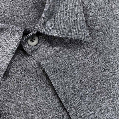 【24-hour shipping out】Men's Solid Color Lapel Cotton Linen Short Sleeve Shirt 82339241X