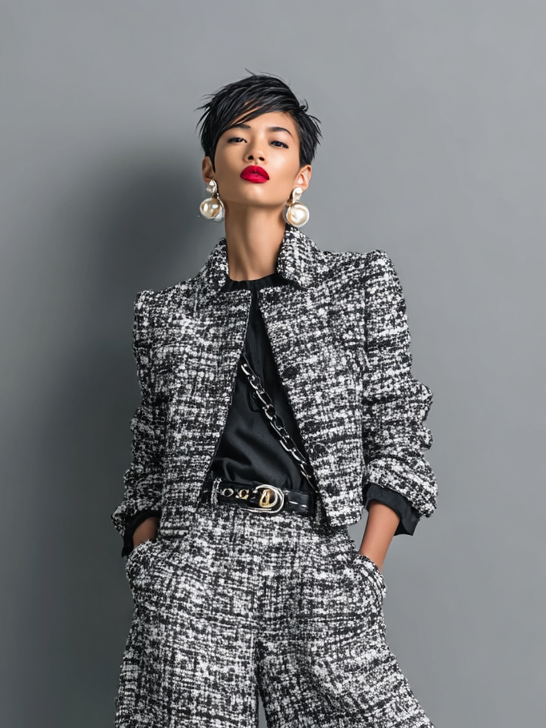 Caterina™ | Conjunto de Tweed: Chaqueta Cropped y Pantalón Palazzo - Nuovo&CO