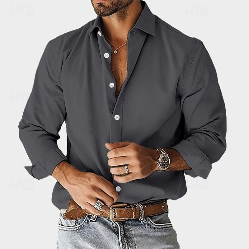 Adriano™ | Camisa gris carbón de tejido técnico transpirable - Nuovo&CO