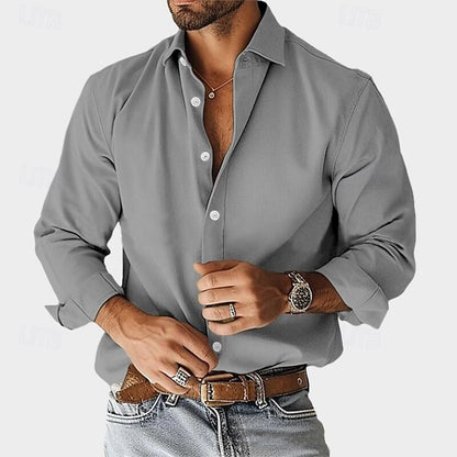 Adriano™ | Camisa gris carbón de tejido técnico transpirable - Nuovo&CO