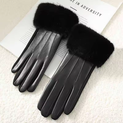 Guantes Negros de ecopiel y pelo