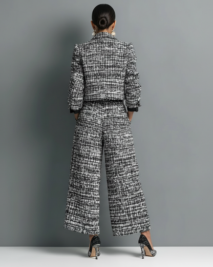 Caterina™ | Conjunto de Tweed: Chaqueta Cropped y Pantalón Palazzo - Nuovo&CO