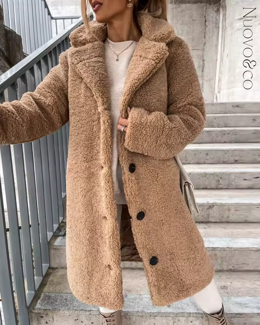 Cozzy™ | Abrigo teddy de pelo suave con cuello vuelto – el must-have del otoño/invierno