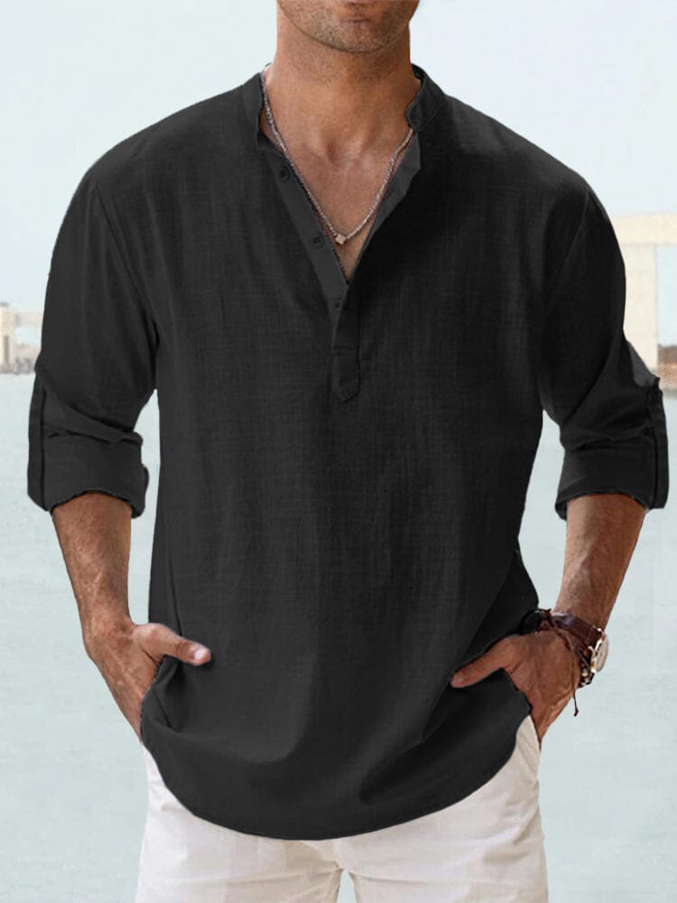 Cotton Linen Casual Long Sleeve Shirt Shirts coofandystore 