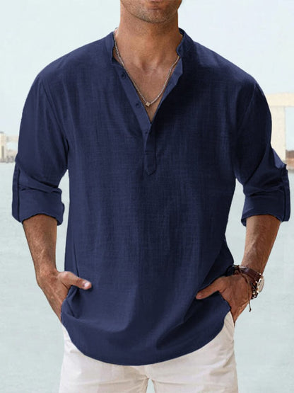 Cotton Linen Casual Long Sleeve Shirt Shirts coofandystore 