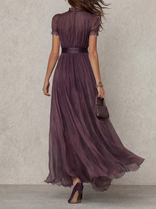 Flavia - Vestido longo violeta com decote em forma de chave para Mulher