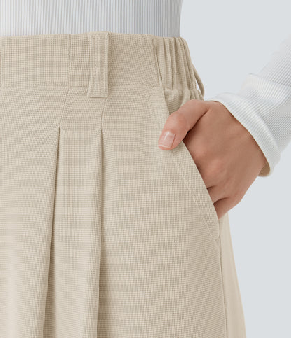 Chiara™ | Pantalón Palazzo Waffle de Cintura Alta - Beige Arena - Nuovo&CO