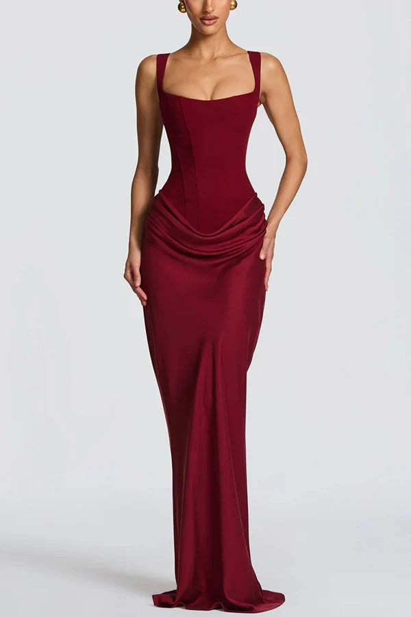 Vittoria™ | Vestido maxi satinado con escote cuadrado - Nuovo&CO