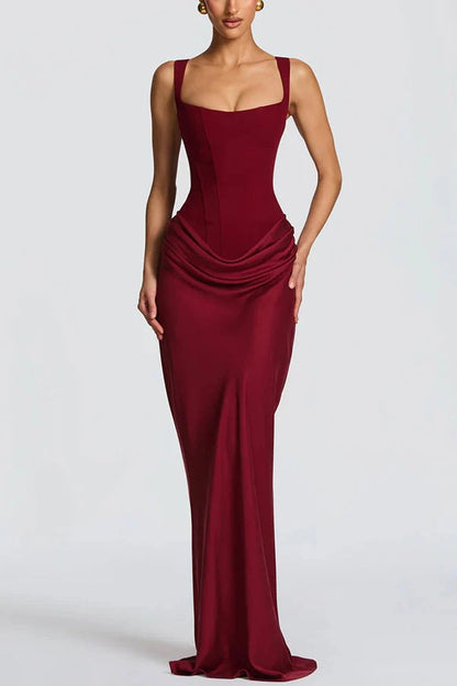 Vittoria™ | Vestido maxi satinado con escote cuadrado - Nuovo&CO