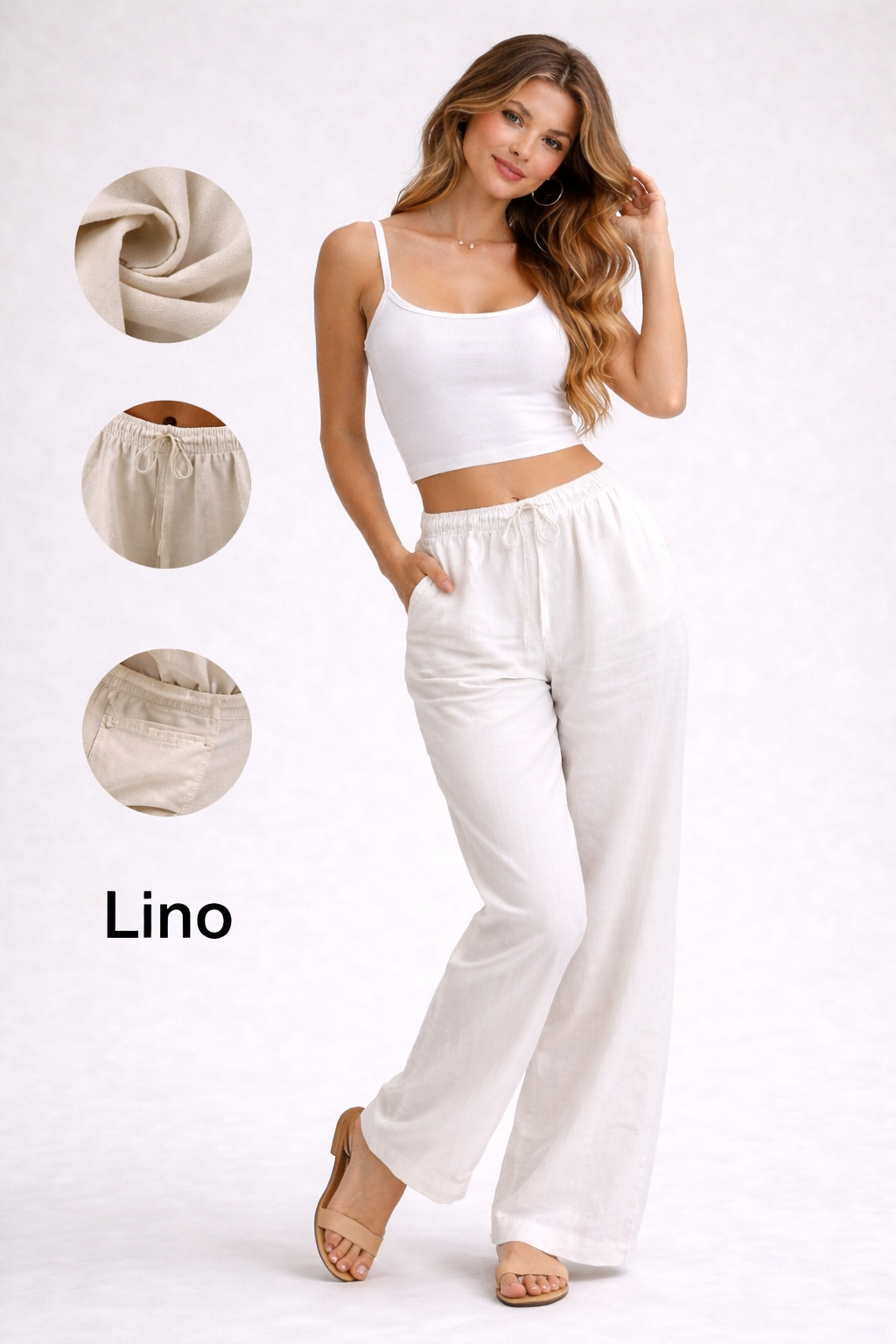 Azzurra™ | Pantalón fluido de lino ( + top de REGALO ) - Nuovo&CO