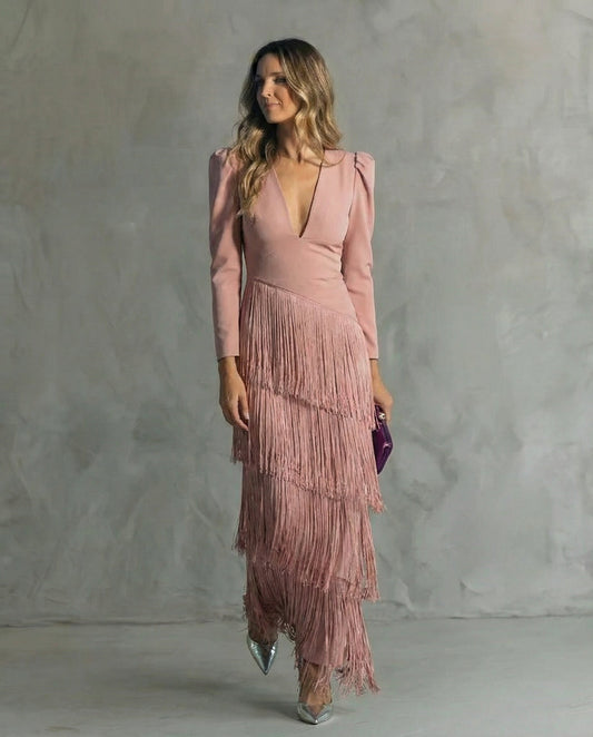 Clara | Vestido elegante con flecos