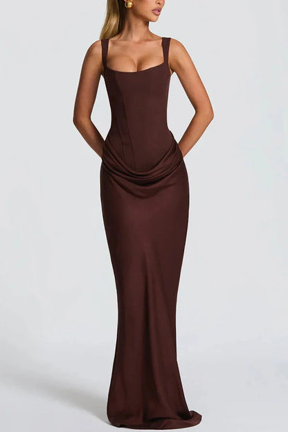 Vittoria™ | Vestido maxi satinado con escote cuadrado - Nuovo&CO