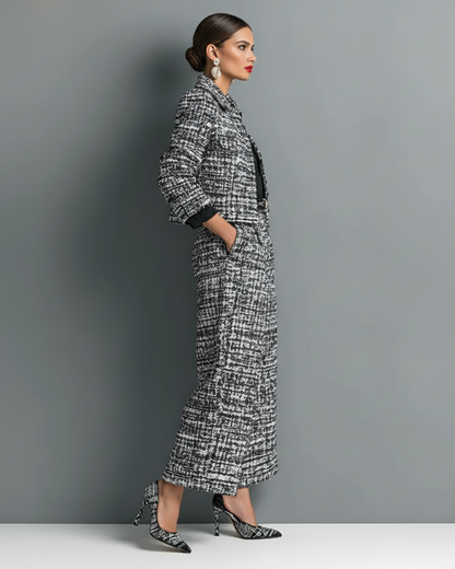 Caterina™ | Conjunto de Tweed: Chaqueta Cropped y Pantalón Palazzo - Nuovo&CO
