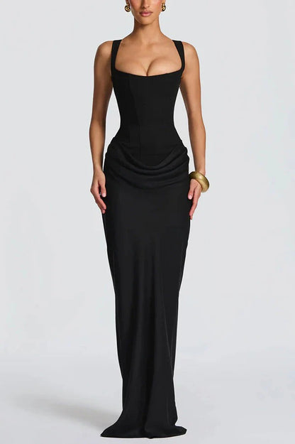 Vittoria™ | Vestido maxi satinado con escote cuadrado - Nuovo&CO