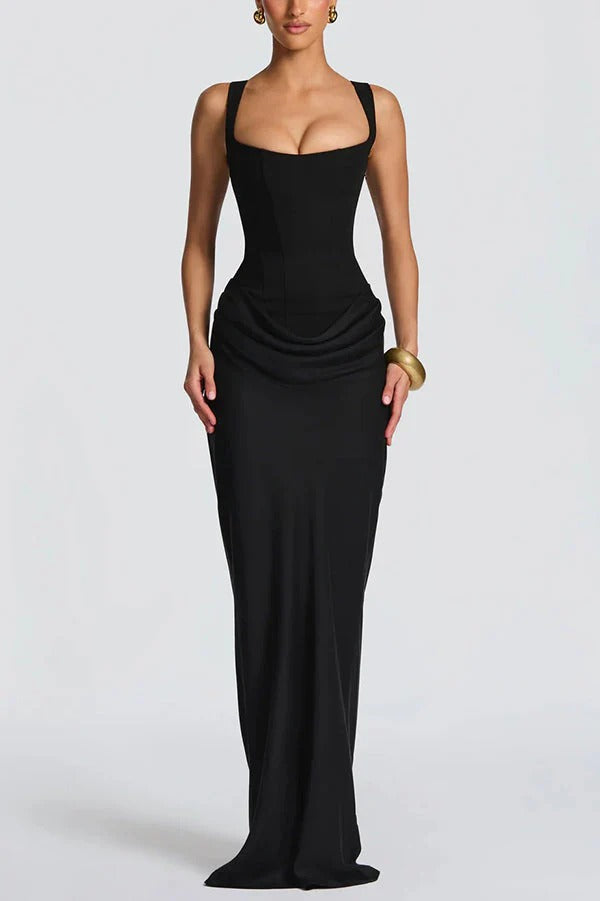 Vittoria™ | Vestido maxi satinado con escote cuadrado - Nuovo&CO