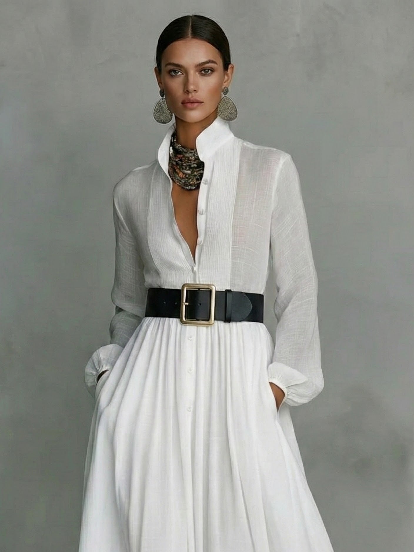 Vivaldi™ | Vestido maxi en mezcla de lino y algodón - Nuovo&CO