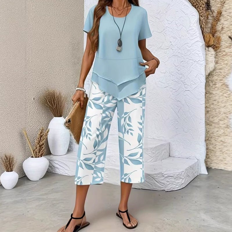 🌸 Mehrlagiges Freizeit-Set mit Extrawide Hose ✨ Ideal für Alltag & Reisen