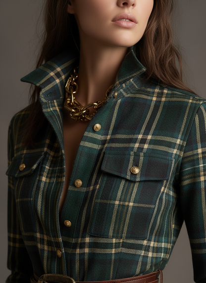 JULIETA | Vestido camisero largo a cuadros - Nuovo&CO